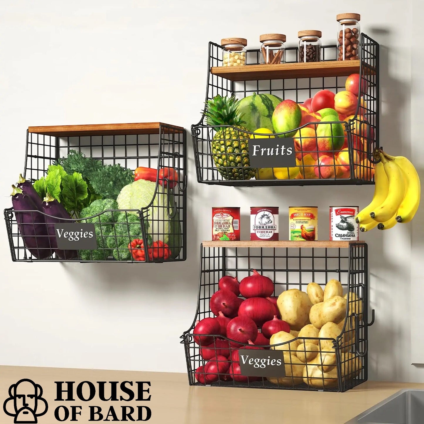 SET OF 3 KITCHEN/UTILITY STORAGE BASKETS