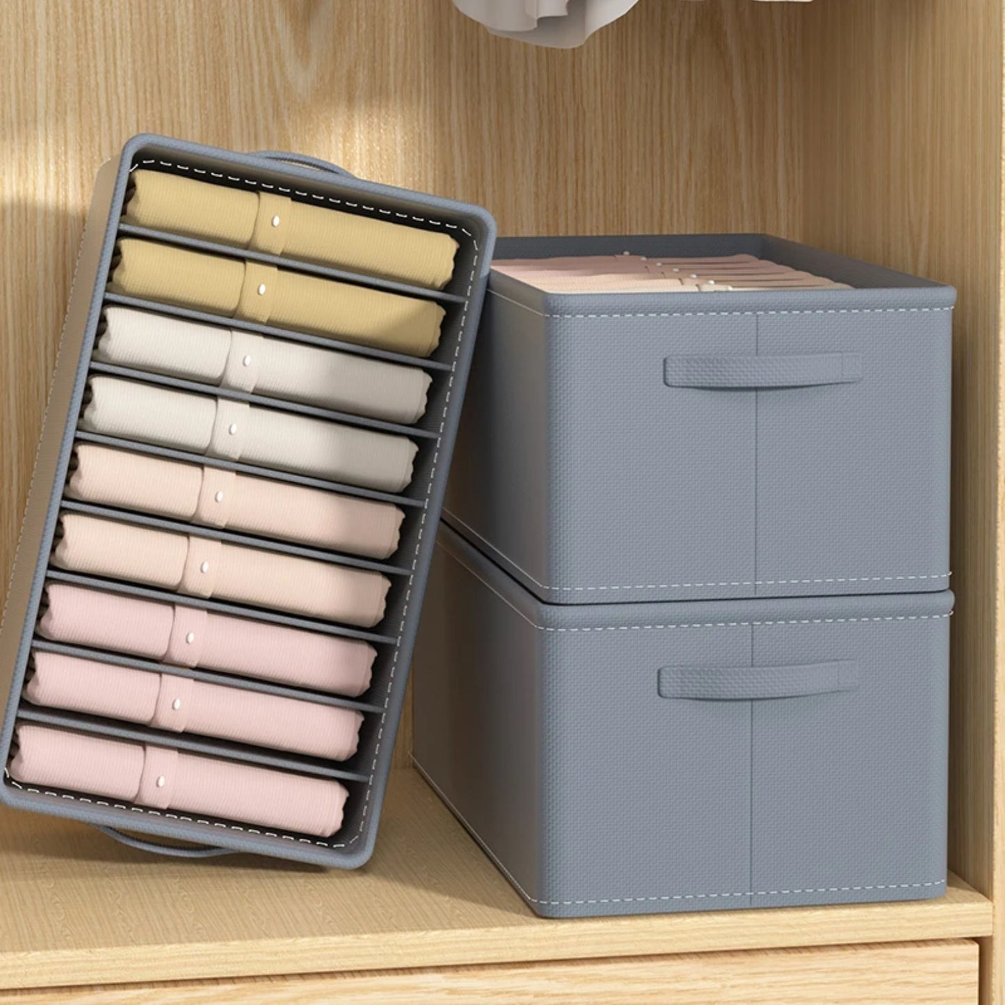 CLOTHING STORAGE ORGANISER WITH DIVIDERS SET OF 3