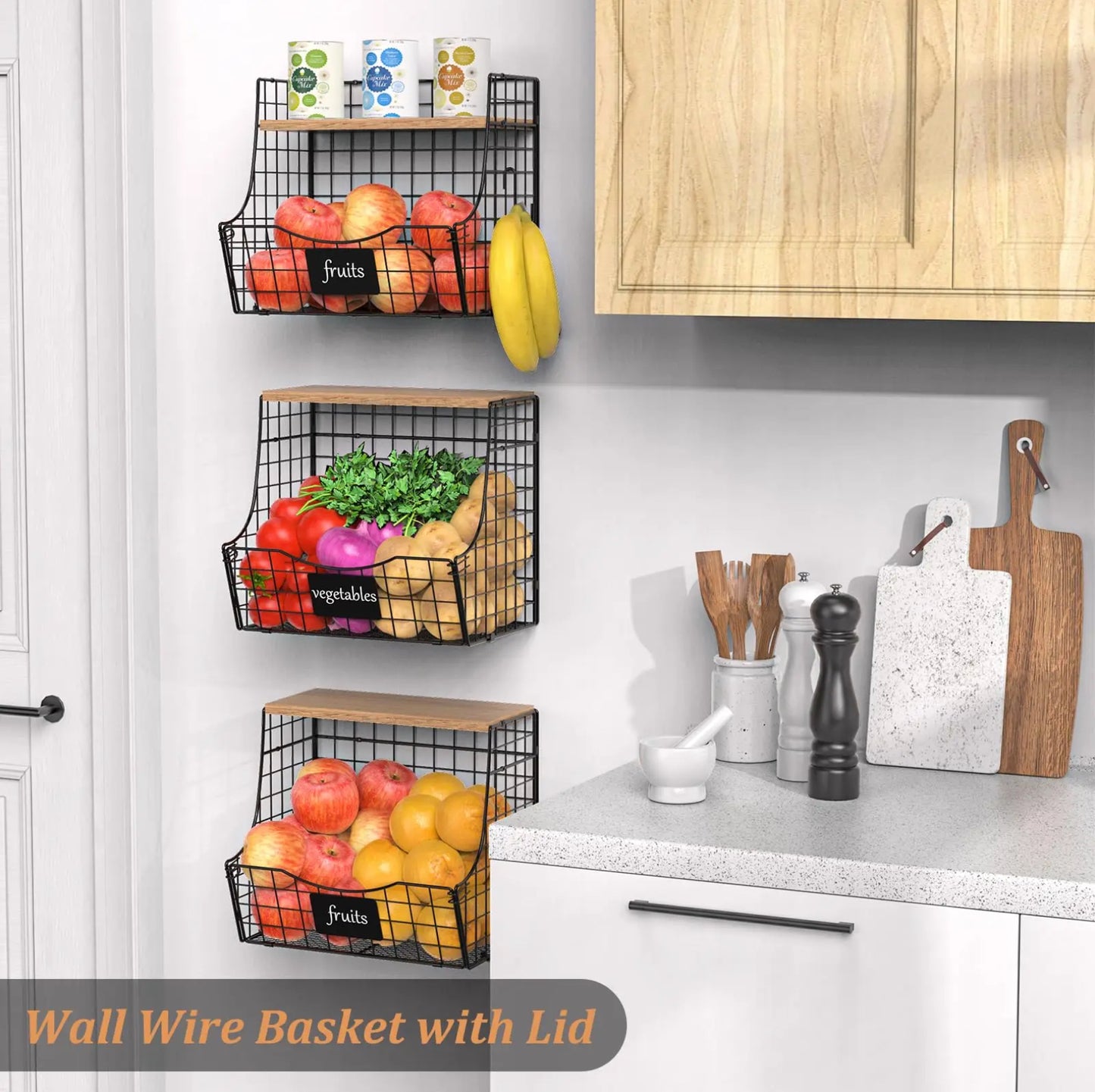 SET OF 3 KITCHEN/UTILITY STORAGE BASKETS