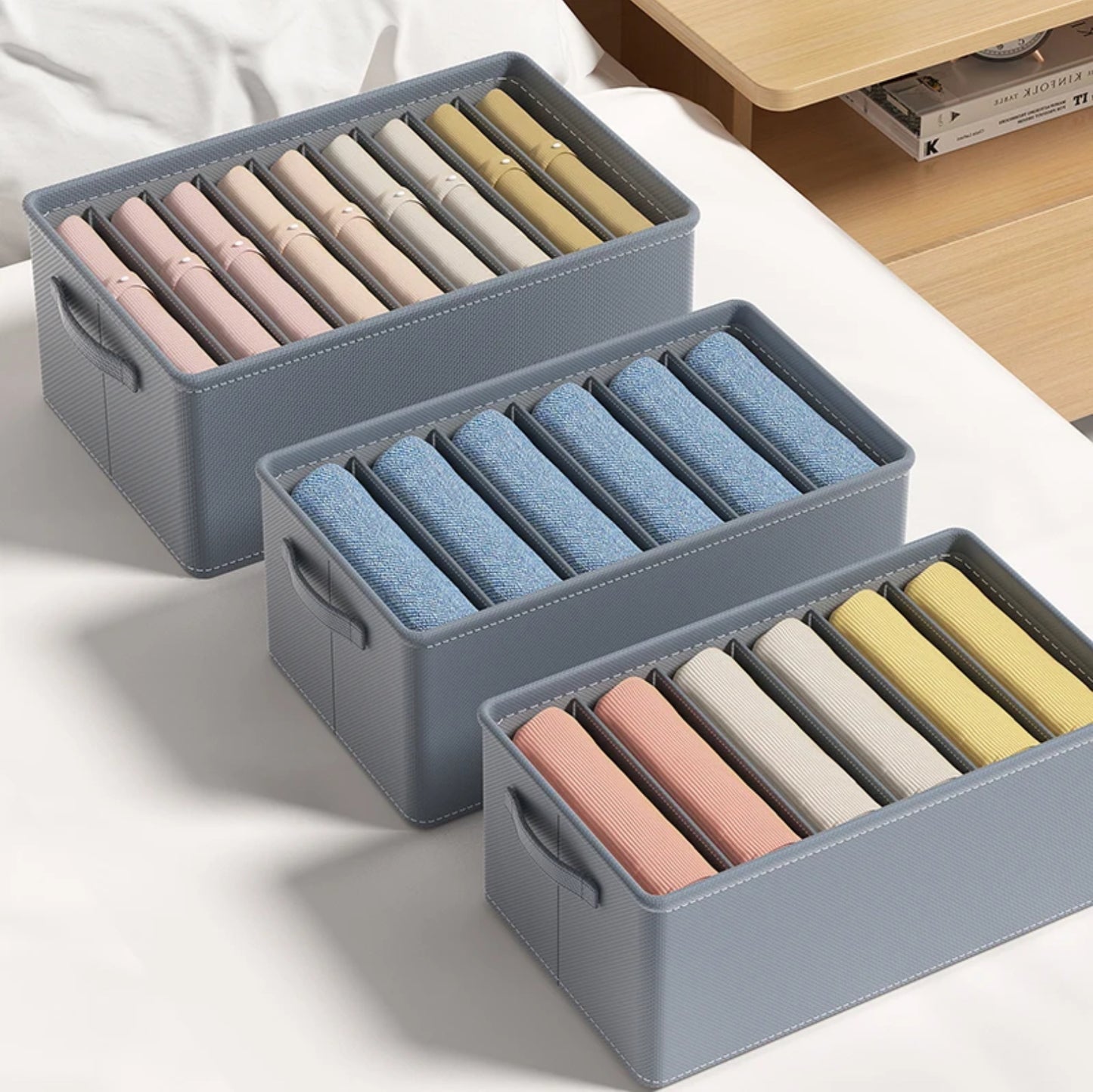 CLOTHING STORAGE ORGANISER WITH DIVIDERS SET OF 3