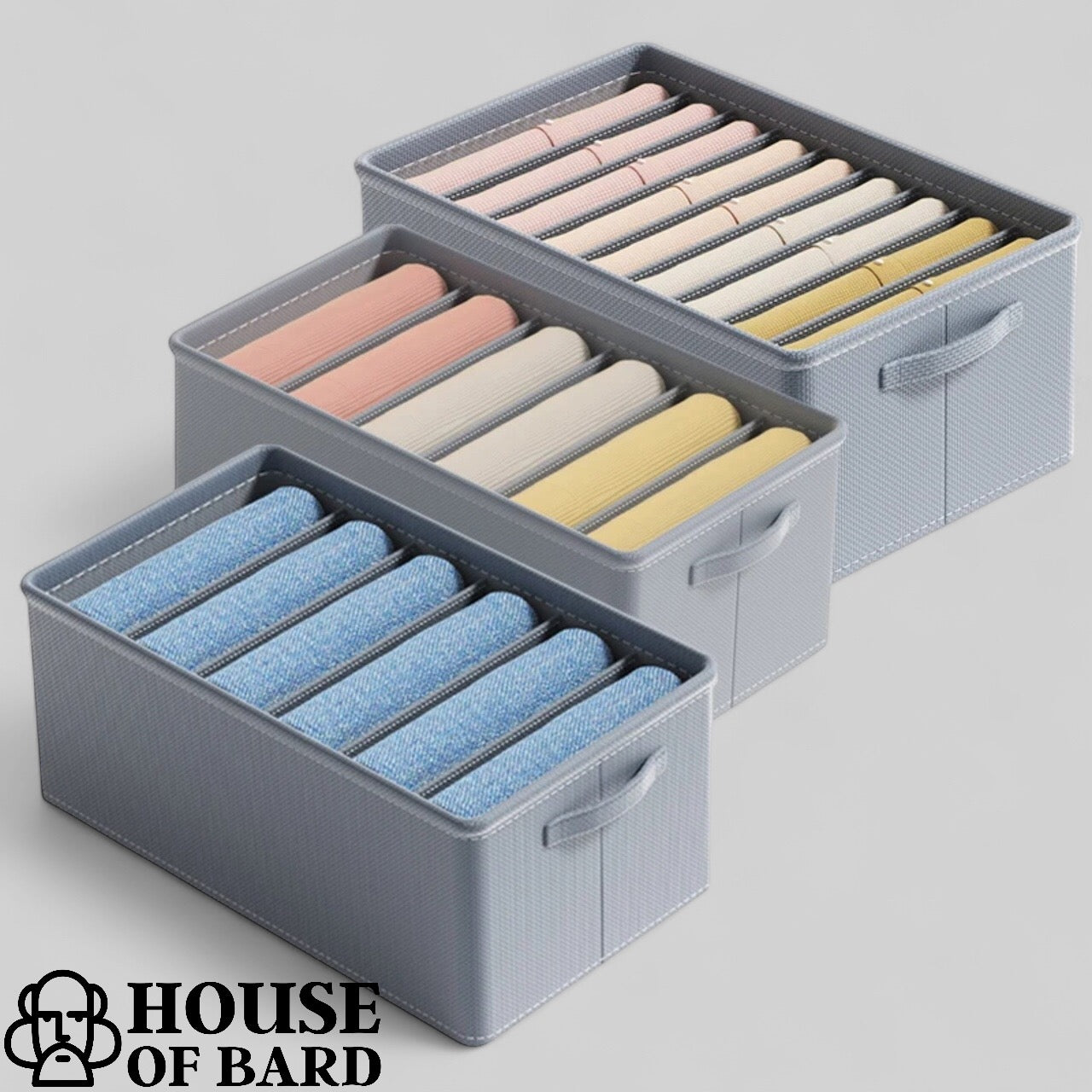 CLOTHING STORAGE ORGANISER WITH DIVIDERS SET OF 3