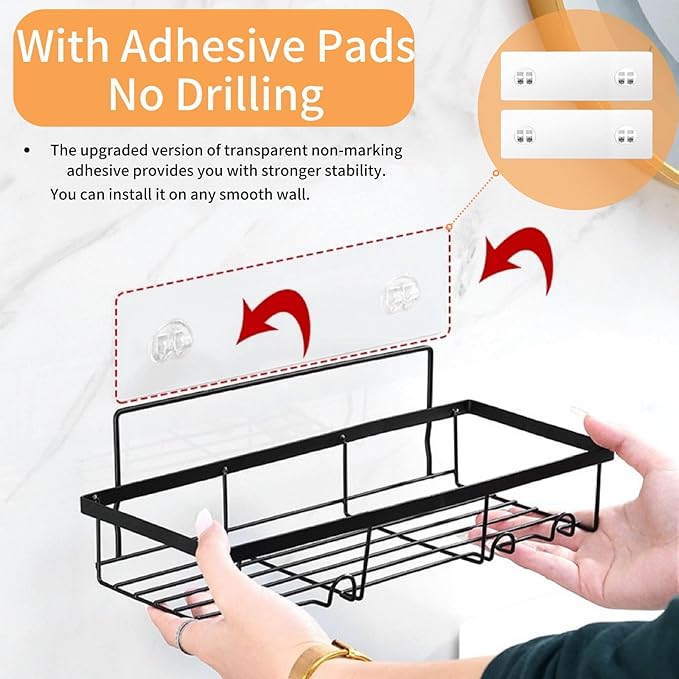 SHOWER CADDY, 2 PACK EASY ADHESIVE WALL MOUNTABLE, NO DRILLING REQUIRED!!