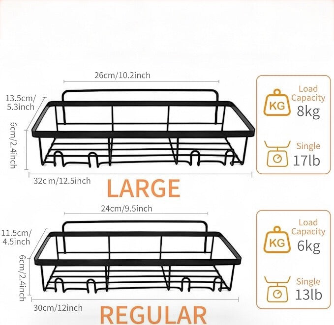 SHOWER CADDY, 2 PACK EASY ADHESIVE WALL MOUNTABLE, NO DRILLING REQUIRED!!