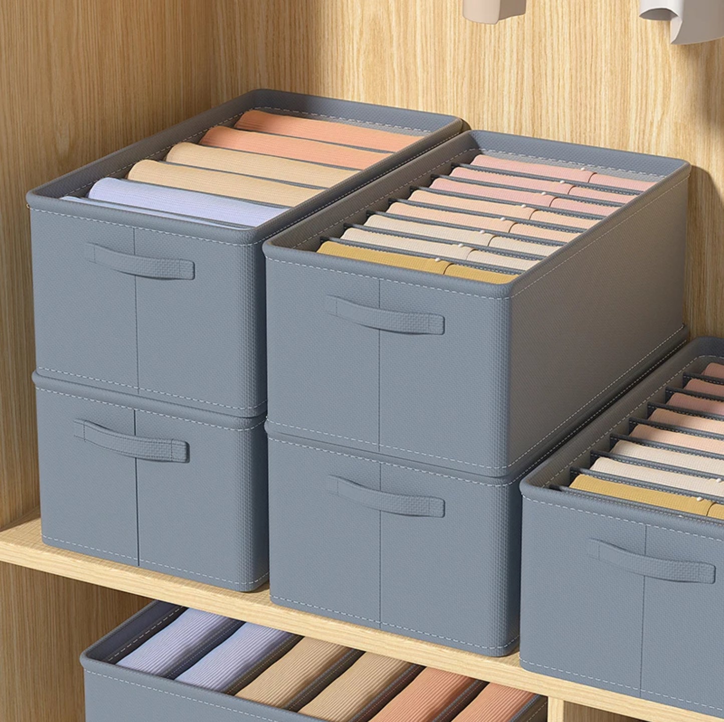 CLOTHING STORAGE ORGANISER WITH DIVIDERS SET OF 3